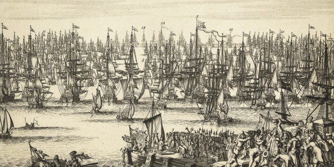 Op 11 november 28 1688 gaat Willem III bij Hellevoetsluis aan boord voor de invasie van Engeland