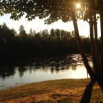 2013-08 Zonsondergang aan de Dordogne bij Chateau Milande (Milandes FR)
